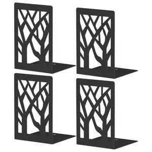 Bookends 4 Pieces, Tree Design Modern Metal Bookends for Shelves, Black Tree Book Ends Decorative Book Organizer for Desk, Decorative Shelve Book Stopper for Home Office Bookends 4 Pieces, Tree Design Modern Metal Bookends for Shelves, Black Tree Book Ends Decorative Book Organizer for Desk, Decorative Shelve Book Stopper for Home Office