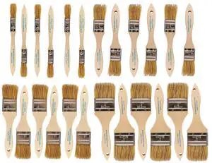 Chip Brushes, Disposable Paint Brushes, Assorted Sizes, 24 Piece | Natural bristle, wood handle | 4 widths, 6 of each | For stain, varnish & glue | Cabinets, furniture, crafts Chip Brushes, Disposable Paint Brushes, Assorted Sizes, 24 Piece | Natural bristle, wood handle | 4 widths, 6 of each | For stain, varnish & glue | Cabinets, furniture, crafts