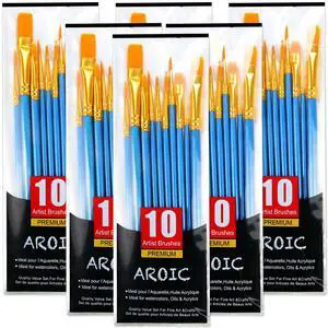 60 Pcs Paint Brushes, Acrylic Paint Brush Set for Oil & Watercolor | Professional Nylon Hair Wooden Handle Artist Painting Kit, Bulk Art Drawing Supplies for Adults, Beginners & Kids (6 Packs) 60 Pcs Paint Brushes, Acrylic Paint Brush Set for Oil & Watercolor | Professional Nylon Hair Wooden Handle Artist Painting Kit, Bulk Art Drawing Supplies for Adults, Beginners & Kids (6 Packs)