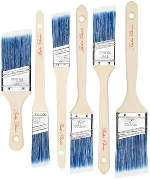 Paint Brushes, 6 Pack, 1", 1.5", 2" Angle Brushes, Wooden Handle | for Walls Stain Furniture Interior Painting & Detail Work Paint Brushes, 6 Pack, 1", 1.5", 2" Angle Brushes, Wooden Handle | for Walls Stain Furniture Interior Painting & Detail Work