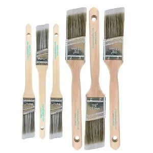 Angled Paint Brushes, Assorted Paint Brush Set for Trim, 6 Pc | Interior & exterior | Furniture, cabinets, doors & fences | Latex & oil-based | Medium stiff bristles, softwood handles Angled Paint Brushes, Assorted Paint Brush Set for Trim, 6 Pc | Interior & exterior | Furniture, cabinets, doors & fences | Latex & oil-based | Medium stiff bristles, softwood handles