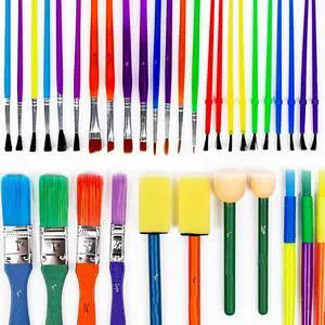 HoPaint Brushes -35 All Purpose Paint Brushes Value Pack Includes 8 Different Types of Brushes, Great with Watercolors, Acrylic & Washable Paints. Multicolored HoPaint Brushes -35 All Purpose Paint Brushes Value Pack Includes 8 Different Types of Brushes, Great with Watercolors, Acrylic & Washable Paints. Multicolored