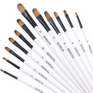 Filbert Paint Brushes Set, 12 PCS Artist Brush for Acrylic Oil | Filbert Artist Paint brushes, Acrylic Oil Watercolor Gouache,Professional Painting Kits with Synthetic Nylon Tips, White Filbert Paint Brushes Set, 12 PCS Artist Brush for Acrylic Oil | Filbert Artist Paint brushes, Acrylic Oil Watercolor Gouache,Professional Painting Kits with Synthetic Nylon Tips, White