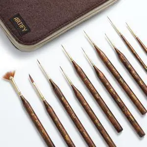 Artify Extreme Detail Paint Brushes Set, 10pcs Multi-Shape Fine Detail Brushes with Portable Bag, Ultra Fine Paint Brush Set for Miniature & Illustration Painting Artify Extreme Detail Paint Brushes Set, 10pcs Multi-Shape Fine Detail Brushes with Portable Bag, Ultra Fine Paint Brush Set for Miniature & Illustration Painting