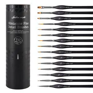 Miniature Paint Brushes, 15PC Model Brushes Micro Detail Paint Brush Set, Fine Detailing for Acrylics, Oils, Watercolors & Paint by Number, Figurine (Black) Miniature Paint Brushes, 15PC Model Brushes Micro Detail Paint Brush Set, Fine Detailing for Acrylics, Oils, Watercolors & Paint by Number, Figurine (Black)