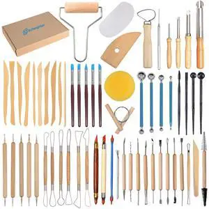 61Pcs Ceramic Clay Tools Kit Pottery Tools Clay Sculpting Shapers Carving Tool Set Contains Most Essential Wooden Clay Tools for Potters Beginners 61Pcs Ceramic Clay Tools Kit Pottery Tools Clay Sculpting Shapers Carving Tool Set Contains Most Essential Wooden Clay Tools for Potters Beginners