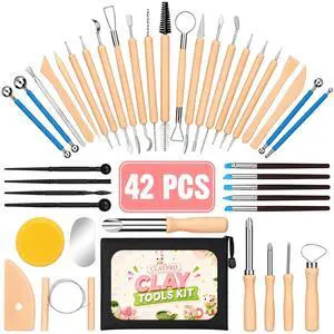 42Pcs Clay Tools Kit, Ceramic & Pottery Tools for Adults | Practical Polymer Clay Tools, Clay Sculpting Tools for Pottery Craft, Air Dry Clay Tools for Dotting, Carving, Modeling 42Pcs Clay Tools Kit, Ceramic & Pottery Tools for Adults | Practical Polymer Clay Tools, Clay Sculpting Tools for Pottery Craft, Air Dry Clay Tools for Dotting, Carving, Modeling