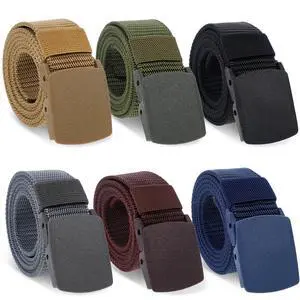 6-Pack Nylon Webbing Canvas Belt | Men & Women's Plastic Buckle Belt, Outdoor, Hiking & Casual Belt Metal-free 6-Pack Nylon Webbing Canvas Belt | Men & Women's Plastic Buckle Belt, Outdoor, Hiking & Casual Belt Metal-free