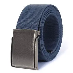 Canvas Web Belt | Cut to Fit Up to 52" | Flip-Top Matte Silver Nickel Buckle (Navy) Canvas Web Belt | Cut to Fit Up to 52" | Flip-Top Matte Silver Nickel Buckle (Navy)