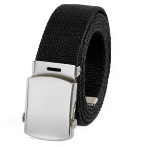 Black Web Belt with Buckle Military Style Black Web Belt with Buckle Military Style