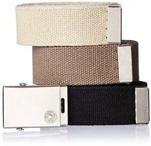 Mens Cut To Fit 3 Pack Web With Buckle Belt, Black/Olive/Khaki Mens Cut To Fit 3 Pack Web With Buckle Belt, Black/Olive/Khaki