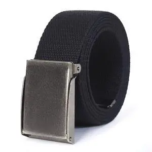 Canvas Web Belt | Cut to Fit Up to 52" | Flip-Top Matte Silver Nickel Buckle (Black) Canvas Web Belt | Cut to Fit Up to 52" | Flip-Top Matte Silver Nickel Buckle (Black)