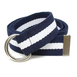 Canvas Web Belt D-Ring Buckle 1.25" Wide Metal Tip (Navy/Cream-XL) | Double Ring Military Style Webbing Strap Canvas Web Belt D-Ring Buckle 1.25" Wide Metal Tip (Navy/Cream-XL) | Double Ring Military Style Webbing Strap