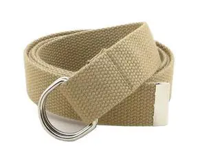 Thin Web Belt Double D-Ring Buckle 1.25" Wide with Metal Tip Solid Color (XL-Khaki) Thin Web Belt Double D-Ring Buckle 1.25" Wide with Metal Tip Solid Color (XL-Khaki)