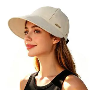 Women Sun Hat Wide Brim Hat Ponytail Baseball Cap Foldable Packable for Summer Beach Golf Hiking Fishing Beige Women Sun Hat Wide Brim Hat Ponytail Baseball Cap Foldable Packable for Summer Beach Golf Hiking Fishing Beige