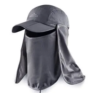Outdoor Fishing Flap Hat UPF50 Sun Cap Removable Mesh Face Neck Cover, D-grey/ Mesh Neck Cover, M-L-XL Outdoor Fishing Flap Hat UPF50 Sun Cap Removable Mesh Face Neck Cover, D-grey/ Mesh Neck Cover, M-L-XL