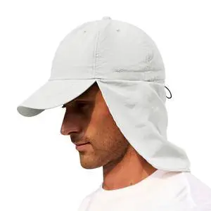 Mens Sun Hats with UV Protection Fishing Hiking Hat for Men with Neck Flap Summer Baseball Cap Outdoor Light Grey Mens Sun Hats with UV Protection Fishing Hiking Hat for Men with Neck Flap Summer Baseball Cap Outdoor Light Grey
