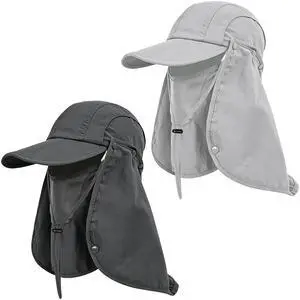 2Pack Men s Foldable Sun Hat with Removable Face Mask & Neck Flap, UPF 50+ UV Protection, Quick-Drying Outdoor Fishing Cap (US, Alpha, One Size, Dark Grey+Light Grey) 2Pack Men s Foldable Sun Hat with Removable Face Mask & Neck Flap, UPF 50+ UV Protection, Quick-Drying Outdoor Fishing Cap (US, Alpha, One Size, Dark Grey+Light Grey)