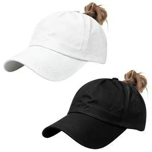 Womens Criss Cross Ponytail Baseball Cap, Adjustable High Messy Bun Sun Hat Quick Drying UV Protection Breathable Sport Cap for Outdoor Activities (US, Alpha, One Size, Black+White) Womens Criss Cross Ponytail Baseball Cap, Adjustable High Messy Bun Sun Hat Quick Drying UV Protection Breathable Sport Cap for Outdoor Activities (US, Alpha, One Size, Black+White)