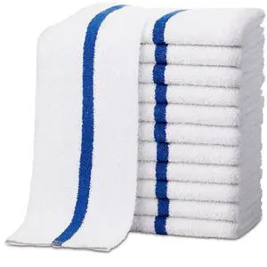 Bar Mop Towels - 12 Pack (16"x19") - 100% Cotton High Absorbency Kitchen Towels Reusable Dish Cloths, Quick-Dry Rags with Blue Stripe Ideal for Restaurants, Cooks, Bartenders & Homes Bar Mop Towels - 12 Pack (16"x19") - 100% Cotton High Absorbency Kitchen Towels Reusable Dish Cloths, Quick-Dry Rags with Blue Stripe Ideal for Restaurants, Cooks, Bartenders & Homes