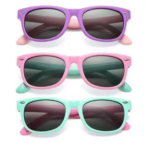 Kids Polarized Sunglasses Set TPEE Rubber Flexible Shades for Girls Boys Age 3-9 Sunglasses 3 Pack (Purple + Rosepink + Applegreen) Kids Polarized Sunglasses Set TPEE Rubber Flexible Shades for Girls Boys Age 3-9 Sunglasses 3 Pack (Purple + Rosepink + Applegreen)