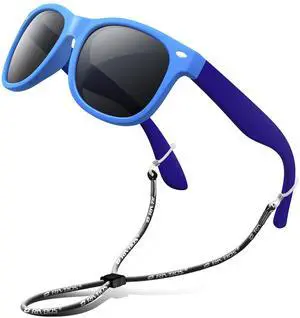 Kids Sunglasses Polarized UV Protection Flexible Rubber Glasses Shades with Strap for Boys Girls Navy blue Kids Sunglasses Polarized UV Protection Flexible Rubber Glasses Shades with Strap for Boys Girls Navy blue