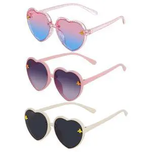 3 Pieces Kids Heart Shaped Sunglasses Stylish Cute Bee Sunglasses for Toddler Girls Age 3-10 Outdoor Beach Eyewear, UV400 Protection 3 Pieces Kids Heart Shaped Sunglasses Stylish Cute Bee Sunglasses for Toddler Girls Age 3-10 Outdoor Beach Eyewear, UV400 Protection