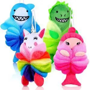 4 Pcs Animal Bath Loofahs Cartoon Shower Sponge Pouf, Boys and Girls | Mesh Body Scrubbers for Kids Toddler Bathing, Exfoliating Puff with Soft Texture, Gentle Cleaning for Children Shower 4 Pcs Animal Bath Loofahs Cartoon Shower Sponge Pouf, Boys and Girls | Mesh Body Scrubbers for Kids Toddler Bathing, Exfoliating Puff with Soft Texture, Gentle Cleaning for Children Shower