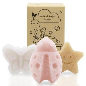 Konjac Sponge, Bath loofah, 3pc, Butterfly, Ladybug, Star | Natural Safe Plant-Based, Cute Shapes Bath Sponge for bathing, Shower Sponge for bath, Body Loofah, Shower Loofah, Face Luffa Konjac Sponge, Bath loofah, 3pc, Butterfly, Ladybug, Star | Natural Safe Plant-Based, Cute Shapes Bath Sponge for bathing, Shower Sponge for bath, Body Loofah, Shower Loofah, Face Luffa