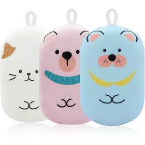 Baby and Kids Bath Loofah Sponge, Soft and Absorbent Toddler Exfoliating Body Scrubber Shower Loofa Sponge,Cute Pattern Design for Kids Baby Women Boys and Girl, 3 Pack (Bear/Dog/Cat) Baby and Kids Bath Loofah Sponge, Soft and Absorbent Toddler Exfoliating Body Scrubber Shower Loofa Sponge,Cute Pattern Design for Kids Baby Women Boys and Girl, 3 Pack (Bear/Dog/Cat)