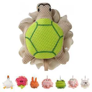 Kids Loofah, Cute Cartoon Animal Kids Bath Sponge with Hanging Rope | Soft Double Mesh Shower Pouf for Rich Lather for Kids (Little Turtle) Kids Loofah, Cute Cartoon Animal Kids Bath Sponge with Hanging Rope | Soft Double Mesh Shower Pouf for Rich Lather for Kids (Little Turtle)
