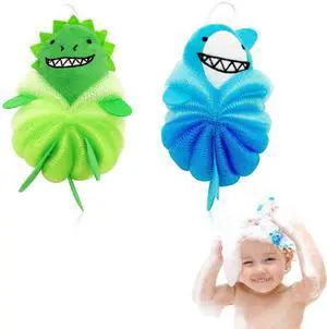 Kids Loofah & Bath Sponge, 2 Pack Loofah for Kids with Dinosaur & Shark, Gentle Baby Sponge for Bathing, Toddler Mesh Pouf for Bath Time, Soft Body Scrubber for Boys & Girls Kids Loofah & Bath Sponge, 2 Pack Loofah for Kids with Dinosaur & Shark, Gentle Baby Sponge for Bathing, Toddler Mesh Pouf for Bath Time, Soft Body Scrubber for Boys & Girls