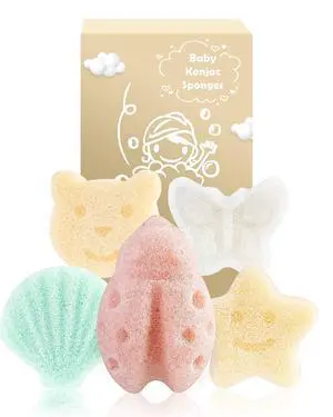 Konjac Baby Sponges, 5Pcs Natural Cute Shapes for Infants | Plant-based, extra soft sponges for toddler and kids bath time, gentle for daily use. Konjac Baby Sponges, 5Pcs Natural Cute Shapes for Infants | Plant-based, extra soft sponges for toddler and kids bath time, gentle for daily use.