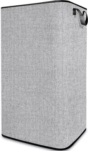 Large Laundry Basket, 80 L Collapsible Tall Hamper with Handle Grey | Dirty Clothes Hamper for Bedroom, Rectangular Sturdy Laundry Basket for College, Dorm, Towels Large Laundry Basket, 80 L Collapsible Tall Hamper with Handle Grey | Dirty Clothes Hamper for Bedroom, Rectangular Sturdy Laundry Basket for College, Dorm, Towels