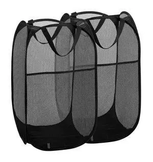 2 Packs Mesh Pop up Laundry Hamper (Black) with Portable Handles, Collapsible for Storage, Foldable Pop-Up Laundry Bags for Home, College Dorm or Travel 2 Packs Mesh Pop up Laundry Hamper (Black) with Portable Handles, Collapsible for Storage, Foldable Pop-Up Laundry Bags for Home, College Dorm or Travel