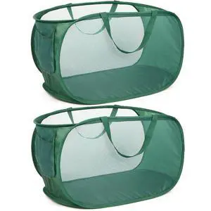 Sturdy Mesh Pop Up Laundry Hamper, Collapsible Laundry Baskets with Side Pocket, Foldable Clothes Hamper with Reinforced Carry Handles for Laundry, Bathroom, Kids Room, Dorm or Travel 2 Pack Emerald Sturdy Mesh Pop Up Laundry Hamper, Collapsible Laundry Baskets with Side Pocket, Foldable Clothes Hamper with Reinforced Carry Handles for Laundry, Bathroom, Kids Room, Dorm or Travel 2 Pack Emerald