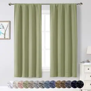Sage Green Blackout Curtains for Bedroom Living Room 63 Inch Length 2 Panels Set, Soft Solid Room Darkening Thermal Insulated Window Treatments, Rod Pocket Dining Room Curtains, 40" Wx63 L Sage Green Blackout Curtains for Bedroom Living Room 63 Inch Length 2 Panels Set, Soft Solid Room Darkening Thermal Insulated Window Treatments, Rod Pocket Dining Room Curtains, 40" Wx63 L