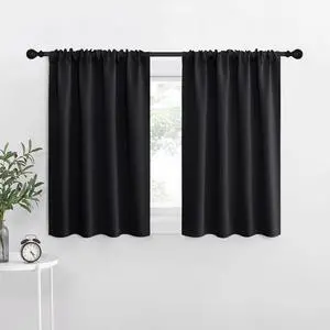 Short Kitchen Window Blackout Curtains Over Sink 36 inch 2 Panels | Black Out RV Bunk Drapes for Camper, Thermal Insulating Cafe Half Curtains for Small Window, Rod Pocket, Room Darkening Short Kitchen Window Blackout Curtains Over Sink 36 inch 2 Panels | Black Out RV Bunk Drapes for Camper, Thermal Insulating Cafe Half Curtains for Small Window, Rod Pocket, Room Darkening