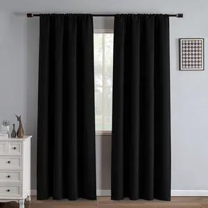 Blackout Curtains for Bedroom Rod Pocket Black 52" W x 84" L | Living Room | Rod Pocket | Privacy | Room Darkening | Thermal | Insulated | Window Drape Blackout Curtains for Bedroom Rod Pocket Black 52" W x 84" L | Living Room | Rod Pocket | Privacy | Room Darkening | Thermal | Insulated | Window Drape