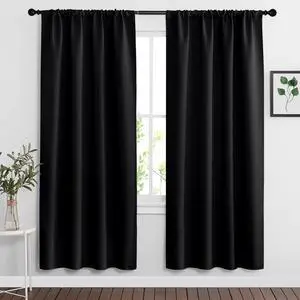 Black Blackout Curtains for Bedroom Living Room 72 inches Long | Room Darkening, Thermal Insulated, Privacy Protection, Rod Pocket, Drapes for Office Home Theater, W42 x L72, Black, 2 Panels Black Blackout Curtains for Bedroom Living Room 72 inches Long | Room Darkening, Thermal Insulated, Privacy Protection, Rod Pocket, Drapes for Office Home Theater, W42 x L72, Black, 2 Panels