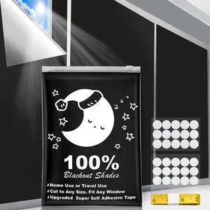 Portable Blackout Curtains (79" x 57"), 100% Portable Blackout Blinds with 15 Pair Hook & Loop Tabs Stick-on, Temporary Shades for Baby/Travelers/Bedroom Portable Blackout Curtains (79" x 57"), 100% Portable Blackout Blinds with 15 Pair Hook & Loop Tabs Stick-on, Temporary Shades for Baby/Travelers/Bedroom