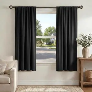 Black Out Curtains 72 inch Long, Black, 2 Panels | Blackout Solid Rod Pocket Thermal Insulated Panels for Bedroom Living Room, Energy Efficient Window Drapes, 42"W x 72"L Black Out Curtains 72 inch Long, Black, 2 Panels | Blackout Solid Rod Pocket Thermal Insulated Panels for Bedroom Living Room, Energy Efficient Window Drapes, 42"W x 72"L