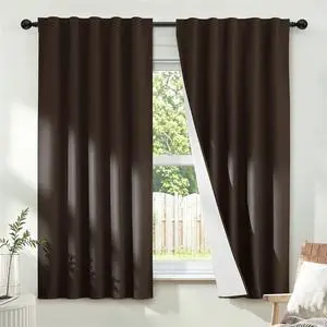 Chocolate Brown Blackout Curtains 63" Long with Back Tab 40" Wide | Thermal Insulated Room Darkening Drapes with Rod Pocket for Bedroom/kids Room,Full Light Blocking for Living Room, 2 Panels Chocolate Brown Blackout Curtains 63" Long with Back Tab 40" Wide | Thermal Insulated Room Darkening Drapes with Rod Pocket for Bedroom/kids Room,Full Light Blocking for Living Room, 2 Panels
