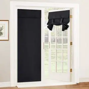 Blackout French Door Curtain, No Drill, W26 x L69, Black, 1 Panel | Self Adhesive, Privacy, Thermal Insulated, For Patio Kitchen Front Entry Front Back Door Glass Window, Renter Friendly Blackout French Door Curtain, No Drill, W26 x L69, Black, 1 Panel | Self Adhesive, Privacy, Thermal Insulated, For Patio Kitchen Front Entry Front Back Door Glass Window, Renter Friendly