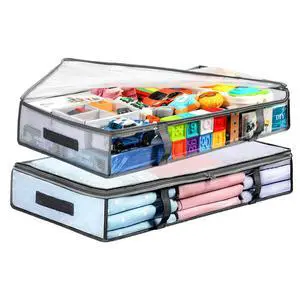 2 Pack Under Bed Storage Containers Bins, Humid-Proof Plastic Underbed Storage Bins, Clothes Storage and Organization Bags, Under the Bed Blanket Storage with Handles for Clothes, Bedroom 2 Pack Under Bed Storage Containers Bins, Humid-Proof Plastic Underbed Storage Bins, Clothes Storage and Organization Bags, Under the Bed Blanket Storage with Handles for Clothes, Bedroom
