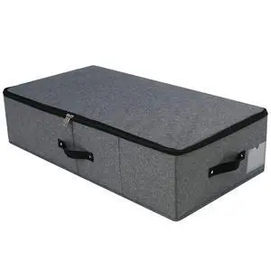 29.5"*15"*7", Rigid Under Bed Garment Storage Bins, Folding & Washable, Soft Zip Lid, Black Gray 29.5"*15"*7", Rigid Under Bed Garment Storage Bins, Folding & Washable, Soft Zip Lid, Black Gray