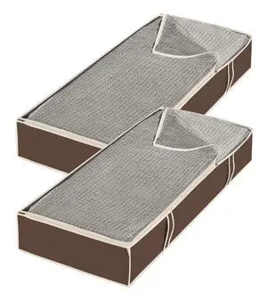 Under Bed Storage Bags 2 Pack, Zippered Underbed Storage Containers with Clear Window and Handles, Foldable Clothes Blanket Storage Organizer, 18 x 42 x 6 Inches, Java Under Bed Storage Bags 2 Pack, Zippered Underbed Storage Containers with Clear Window and Handles, Foldable Clothes Blanket Storage Organizer, 18 x 42 x 6 Inches, Java