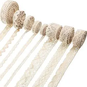 40 Yds Vintage Cotton Lace Trim,Classic Style,1-3cm Wide,Beige | Scalloped Edge Ribbon for Bridal Wedding Decor, Crochet Trim Rolls, DIY Sewing Craft Supplies, 8 Styles 5 Yards Each 40 Yds Vintage Cotton Lace Trim,Classic Style,1-3cm Wide,Beige | Scalloped Edge Ribbon for Bridal Wedding Decor, Crochet Trim Rolls, DIY Sewing Craft Supplies, 8 Styles 5 Yards Each