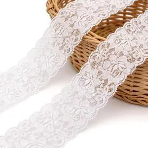 White Lace Trim Ribbon: 10 Yards 2.36 Inch Wide Lace Ribbon for Sewing - Floral Lace Trim for Crafts - Bridal Wedding Dress - Gift Wrapping and DIY Decor White Lace Trim Ribbon: 10 Yards 2.36 Inch Wide Lace Ribbon for Sewing - Floral Lace Trim for Crafts - Bridal Wedding Dress - Gift Wrapping and DIY Decor