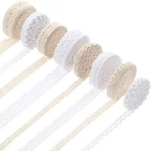 40 Yds Vintage Cotton Lace Trim,Classic Style,1-3cm Wide,Beige,White | Scalloped Edge Ribbon for Bridal Wedding Decor, Crochet Trim Rolls, DIY Sewing Craft Supplies, 8 Styles 5 Yards Each 40 Yds Vintage Cotton Lace Trim,Classic Style,1-3cm Wide,Beige,White | Scalloped Edge Ribbon for Bridal Wedding Decor, Crochet Trim Rolls, DIY Sewing Craft Supplies, 8 Styles 5 Yards Each
